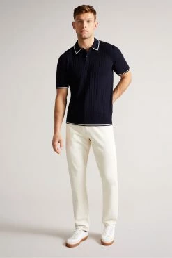 Ted Baker Navy Blue Pitfeld Knitted Stitch Polo Shirt -tedbaker Shop Online unnamed file 4277