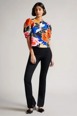 Ted Baker Black Puff Sleeve Top With Seam Detailing -tedbaker Shop Online unnamed file 4484