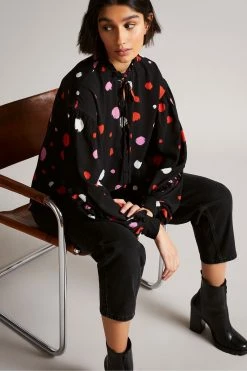 Ted Baker Black Sunrai Spot Print Frilled Blouse -tedbaker Shop Online unnamed file 4490