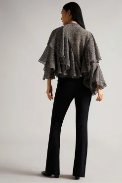 Ted Baker Black Printed Ruffle Blouse -tedbaker Shop Online unnamed file 4502