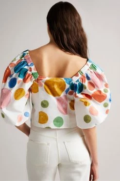 Ted Baker Nelda White Puff Sleeve Cropped Top -tedbaker Shop Online unnamed file 4520