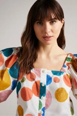 Ted Baker Nelda White Puff Sleeve Cropped Top -tedbaker Shop Online unnamed file 4521