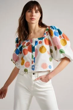 Ted Baker Nelda White Puff Sleeve Cropped Top -tedbaker Shop Online unnamed file 4522