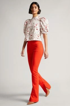 Ted Baker Pink Puff Sleeve Top With Seam Detailing -tedbaker Shop Online unnamed file 4526