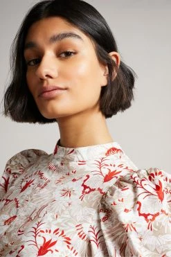 Ted Baker Pink Puff Sleeve Top With Seam Detailing -tedbaker Shop Online unnamed file 4527