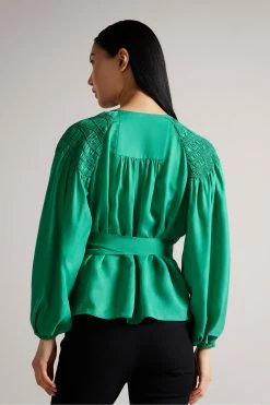 Ted Baker Green Tavia Mid Smock Shoulder Wrap Top -tedbaker Shop Online unnamed file 4548