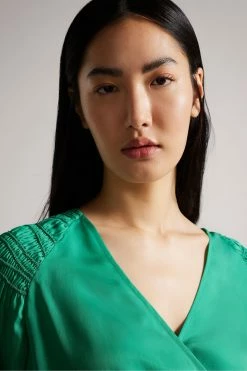 Ted Baker Green Tavia Mid Smock Shoulder Wrap Top -tedbaker Shop Online unnamed file 4550