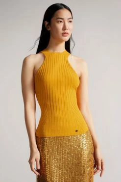 Ted Baker Feoniix Yellow Knitted Halterneck Top 13 Ted Baker Feoniix Yellow Knitted Halterneck Top -tedbaker Shop Online unnamed file 4558