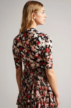 Ted Baker Black Rives High Neck Printed Top -tedbaker Shop Online unnamed file 4577