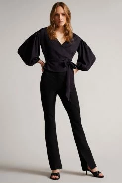 Ted Baker Navy Blue Ralda Wrap Top With Blouson Full Sleeve -tedbaker Shop Online unnamed file 4590