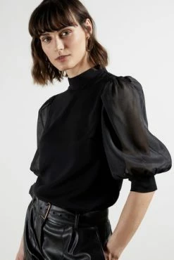 Ted Baker Black Micaeli Organza Volume Sleeve Top 11 Ted Baker Black Micaeli Organza Volume Sleeve Top -tedbaker Shop Online unnamed file 4621