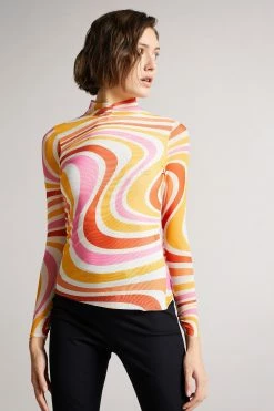 Ted Baker Sarrahh Ivory Mesh Seaming Top