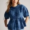Ted Baker Kaarin Blue Exaggerated Puff Sleeve Top