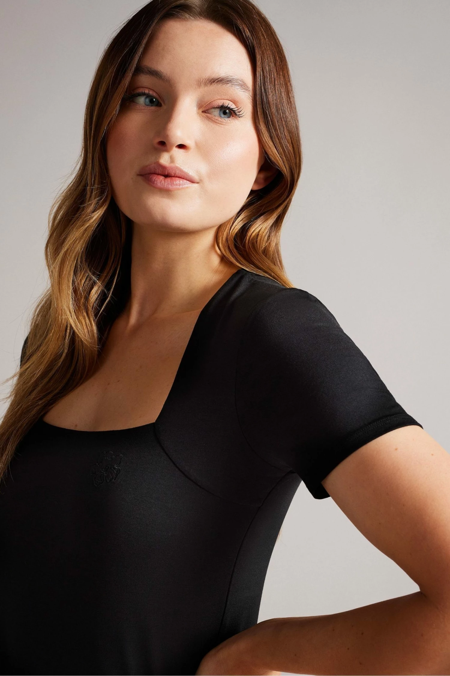 Ted Baker Gerbela Black Square Neck Short Sleeve Top 6 Ted Baker Gerbela Black Square Neck Short Sleeve Top - Image 4