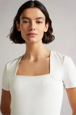 Ted Baker Gerbela White Square Neck Short Sleeve Top -tedbaker Shop Online unnamed file 4643