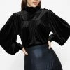 Ted Baker Black Ozma Velvet With Yoke Detail Blouse