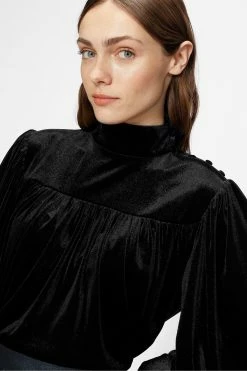 Ted Baker Black Ozma Velvet With Yoke Detail Blouse -tedbaker Shop Online unnamed file 4656