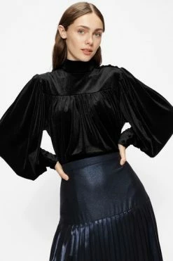 Ted Baker Black Ozma Velvet With Yoke Detail Blouse -tedbaker Shop Online unnamed file 4658