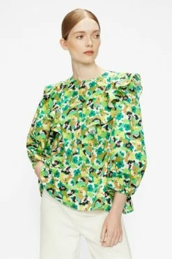 Ted Baker Green Gigie Printed Frill Shoulder Balloon Sleeve Top 13 Ted Baker Green Gigie Printed Frill Shoulder Balloon Sleeve Top -tedbaker Shop Online unnamed file 4674