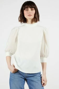Ted Baker Cream Micaeli Organza Volume Sleeve Top