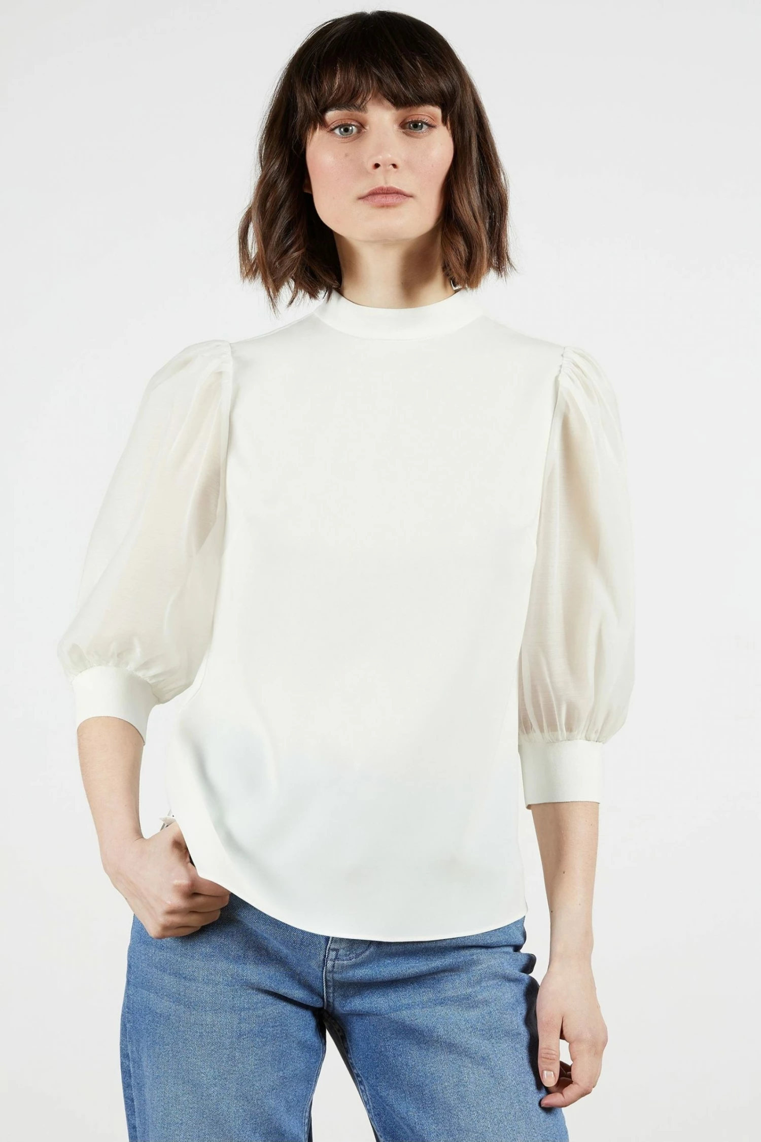 Ted Baker Cream Micaeli Organza Volume Sleeve Top 3 Ted Baker Cream Micaeli Organza Volume Sleeve Top