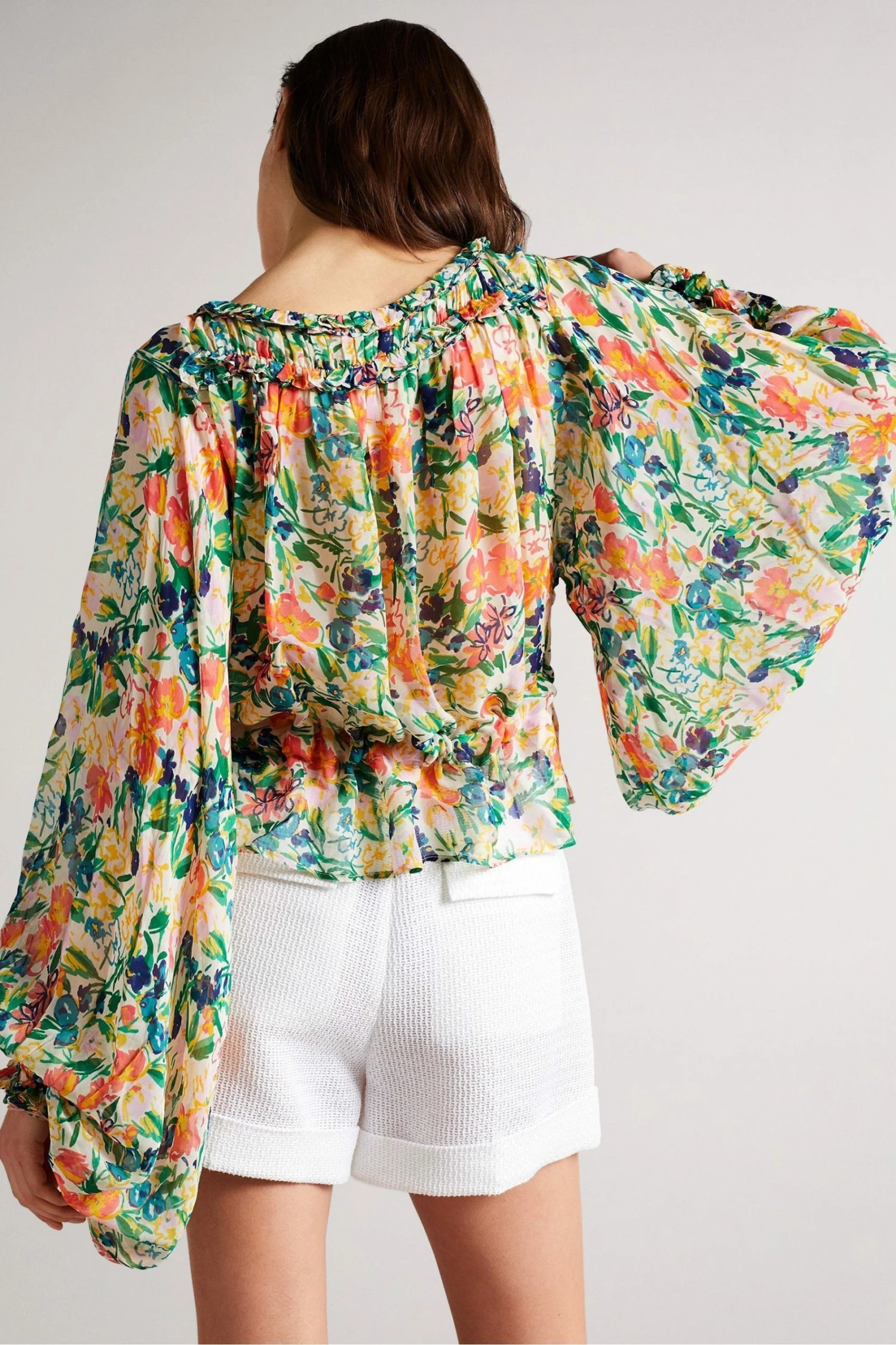 Ted Baker Kesara White Printed Blouse With Tie Waist 8 Ted Baker Kesara White Printed Blouse With Tie Waist - Image 6
