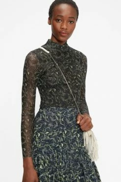 Ted Baker Black Teeana Mesh Cross Neck Top -tedbaker Shop Online unnamed file 4692