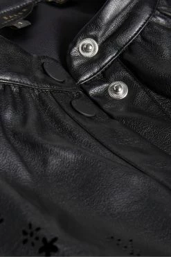 Ted Baker Black Perforated Pleather Top With Collar -tedbaker Shop Online unnamed file 4697