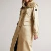 Ted Baker Jjojo Light Brown Cotton Twill Mac With Detachable Lining