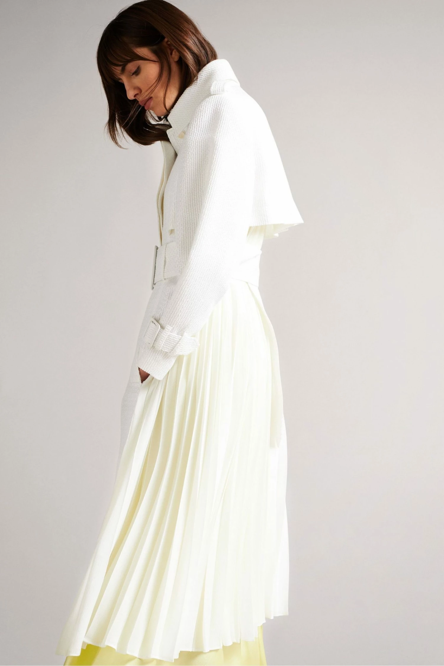 Ted Baker Pira White Fabric Blocked Pleated Trench Coat 4 Ted Baker Pira White Fabric Blocked Pleated Trench Coat - Image 2