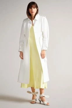 Ted Baker Pira White Fabric Blocked Pleated Trench Coat 10 Ted Baker Pira White Fabric Blocked Pleated Trench Coat -tedbaker Shop Online unnamed file 4755