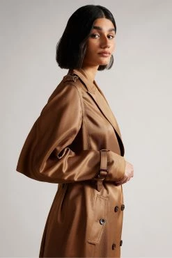 Ted Baker Fabri Brown Flood Length Fluid Drapey Trench Coat -tedbaker Shop Online unnamed file 4761