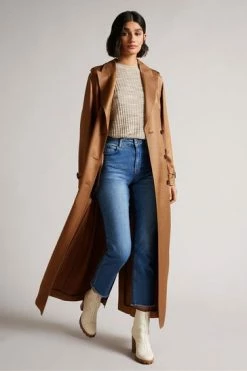 Ted Baker Fabri Brown Flood Length Fluid Drapey Trench Coat -tedbaker Shop Online unnamed file 4764