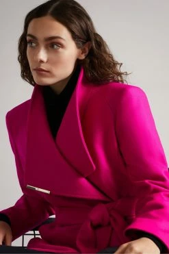 Ted Baker Pink Rosess Short Wool Wrap Coat -tedbaker Shop Online unnamed file 4768