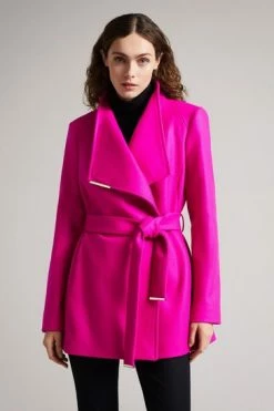 Ted Baker Pink Rosess Short Wool Wrap Coat -tedbaker Shop Online unnamed file 4770