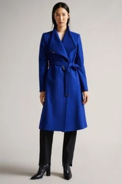 Ted Baker Blue Rose Midi Wool Wrap Coat With Shoulder Panels -tedbaker Shop Online unnamed file 4776