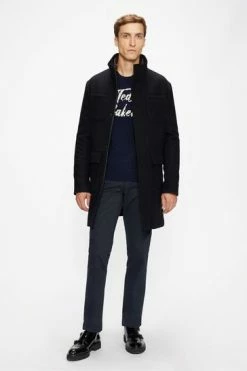 Ted Baker Blue Traks Funnel Neck Coat With Pockets -tedbaker Shop Online unnamed file 4851