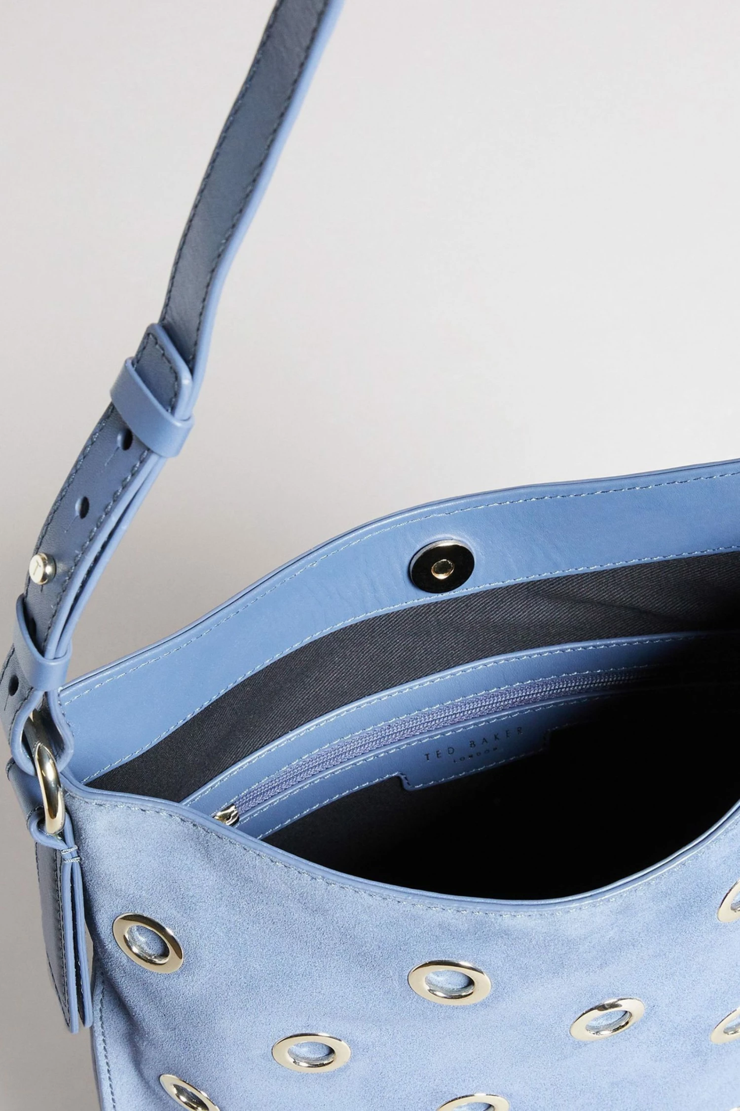Ted Baker Sky-Blue Mayaah Eyelet Detail Hobo Bag 6 Ted Baker Sky-Blue Mayaah Eyelet Detail Hobo Bag - Image 4