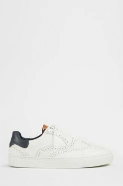Ted Baker White Dennton Brogue Leather Cupsole Shoes -tedbaker Shop Online unnamed file 4929
