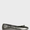 Ted Baker Noraih Grey Metallic Leather Bow Ballerina Shoes