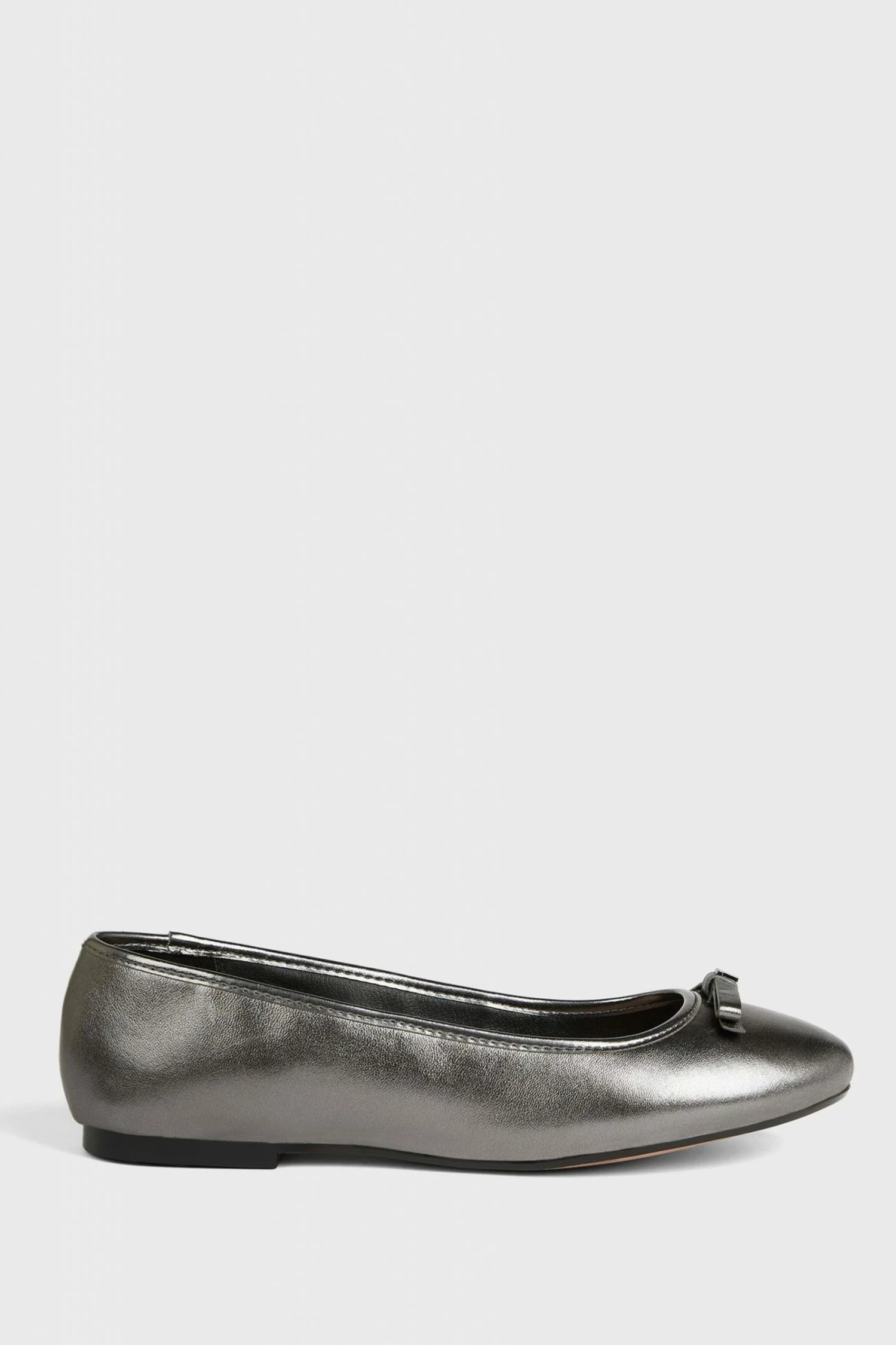 Ted Baker Noraih Grey Metallic Leather Bow Ballerina Shoes 3 Ted Baker Noraih Grey Metallic Leather Bow Ballerina Shoes