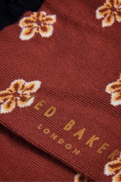 Ted Baker Red Geometric Flower Pattern Socks -tedbaker Shop Online unnamed file 5082