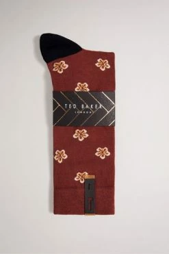 Ted Baker Red Geometric Flower Pattern Socks -tedbaker Shop Online unnamed file 5083