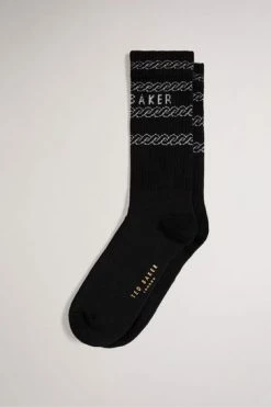 Ted Baker Black Branded Chain Socks -tedbaker Shop Online unnamed file 5095