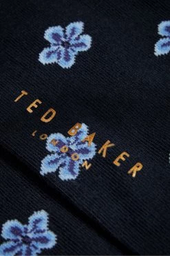 Ted Baker Navy Blue Geometric Flower Pattern Socks -tedbaker Shop Online unnamed file 5118