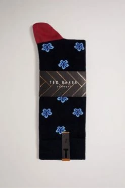 Ted Baker Navy Blue Geometric Flower Pattern Socks -tedbaker Shop Online unnamed file 5119