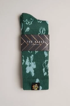 Ted Baker Magsock Green Magnolia Pattern Socks