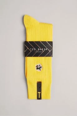 Ted Baker Boelow Yellow Flower Embroidery Socks