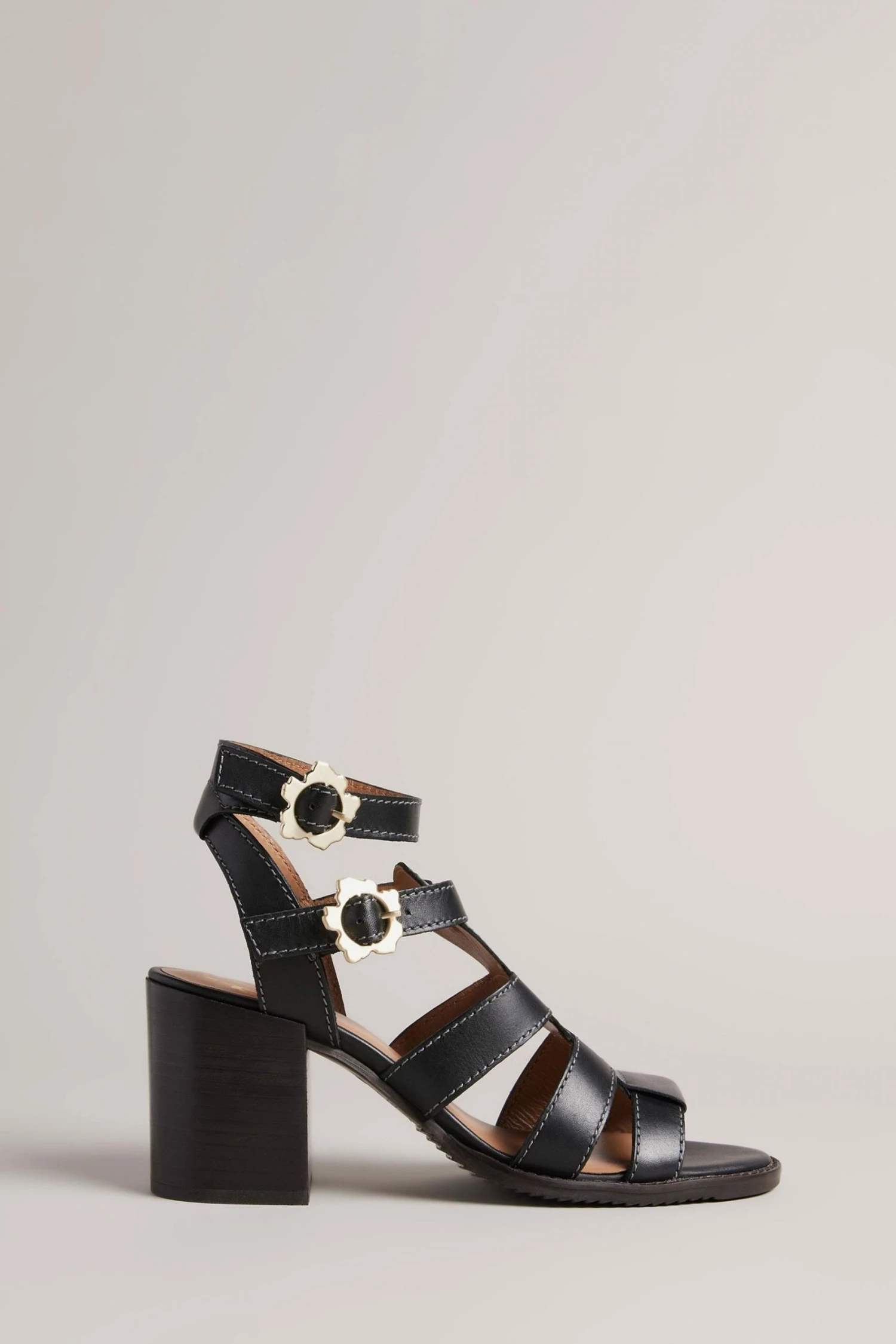 Ted Baker Tabaria Black Strappy Block Heeled Leather Sandals 3 Ted Baker Tabaria Black Strappy Block Heeled Leather Sandals
