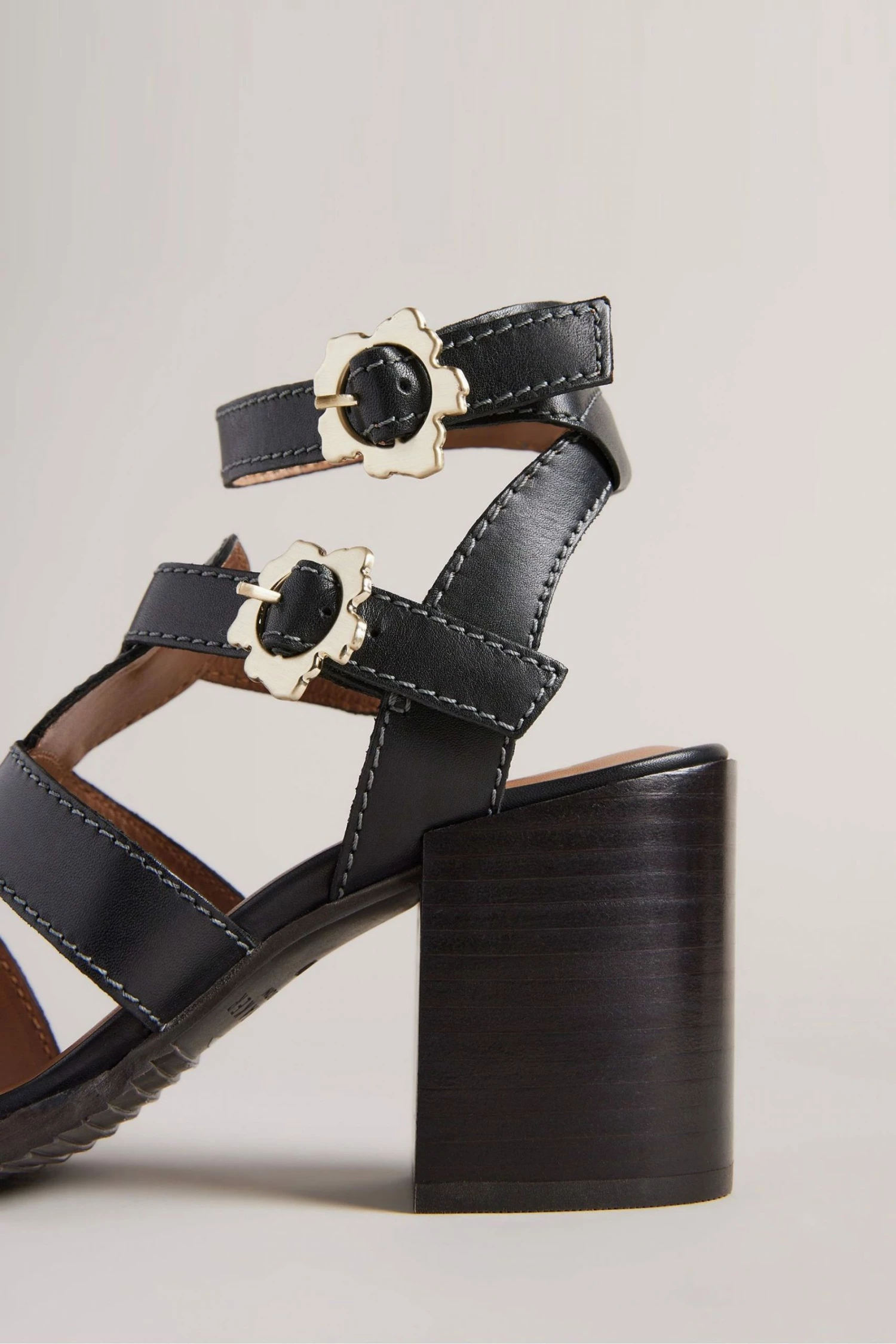 Ted Baker Tabaria Black Strappy Block Heeled Leather Sandals 6 Ted Baker Tabaria Black Strappy Block Heeled Leather Sandals - Image 4